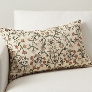 Pottery Barn Zea Embroidered Lumbar Pillow, 16 x 26" in Warm Multi